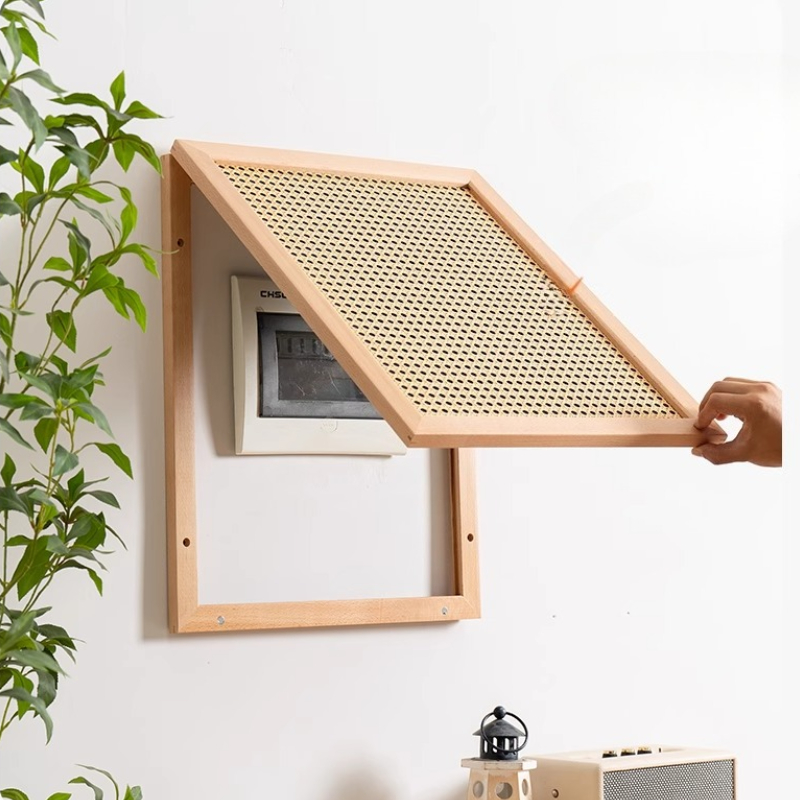 Energy Storage Rack - Wood Woven Rattan Electrical Box Cover