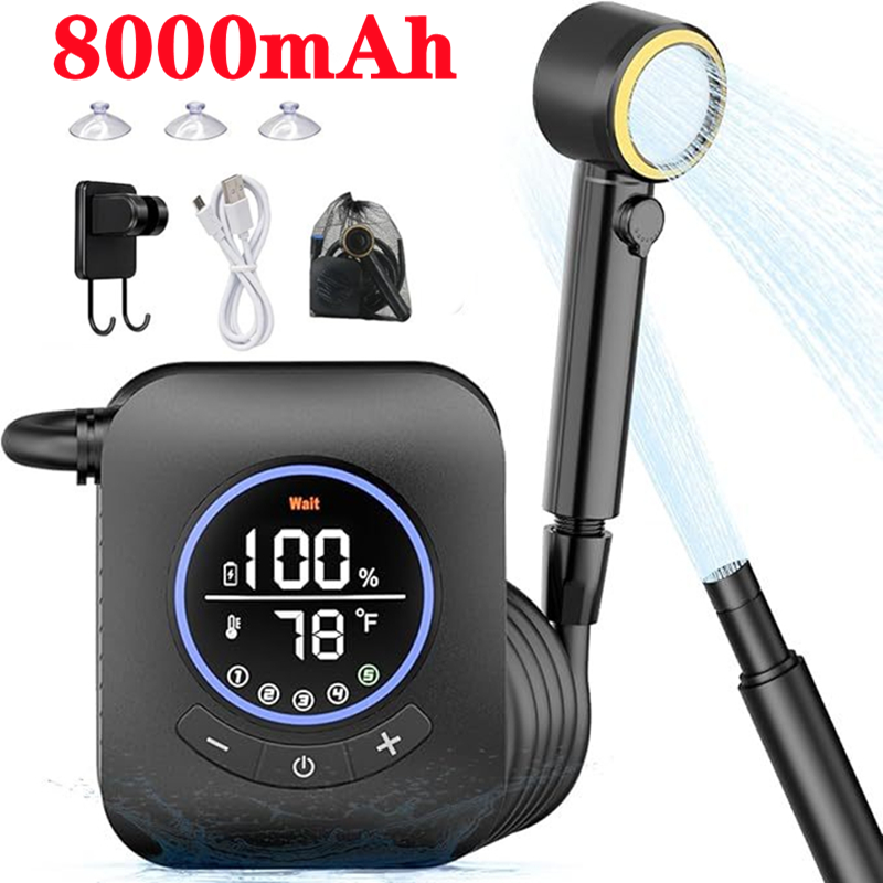Camping Shower 3.6V 8000mAh IP - Renewable Energy Sources avaliação e preço