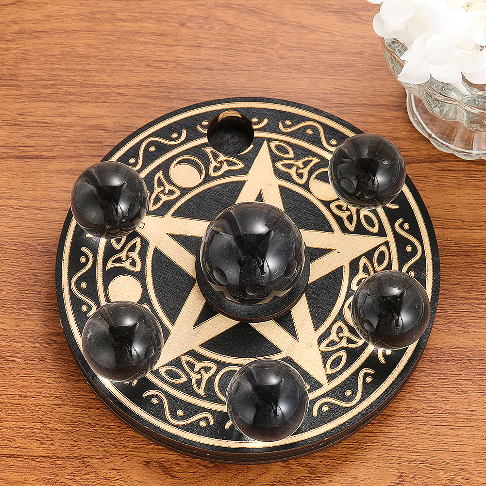 Wooden Pentacle Crystal Ball D - Energy Storage Rack avaliação e preço