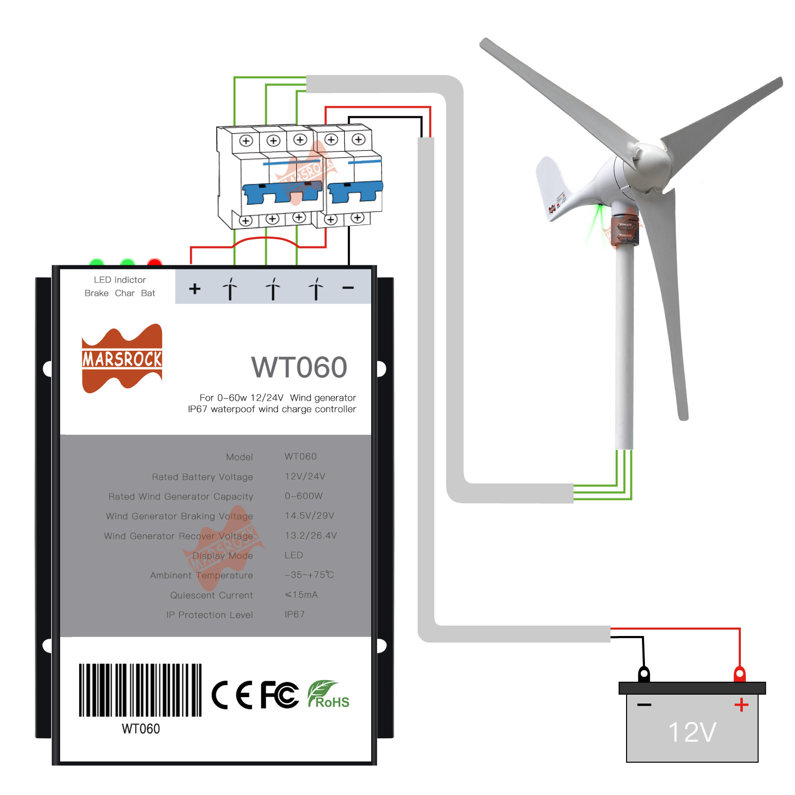 600W Wind PWM Controller 12 24 - Renewable Energy Engineering avaliação e preço