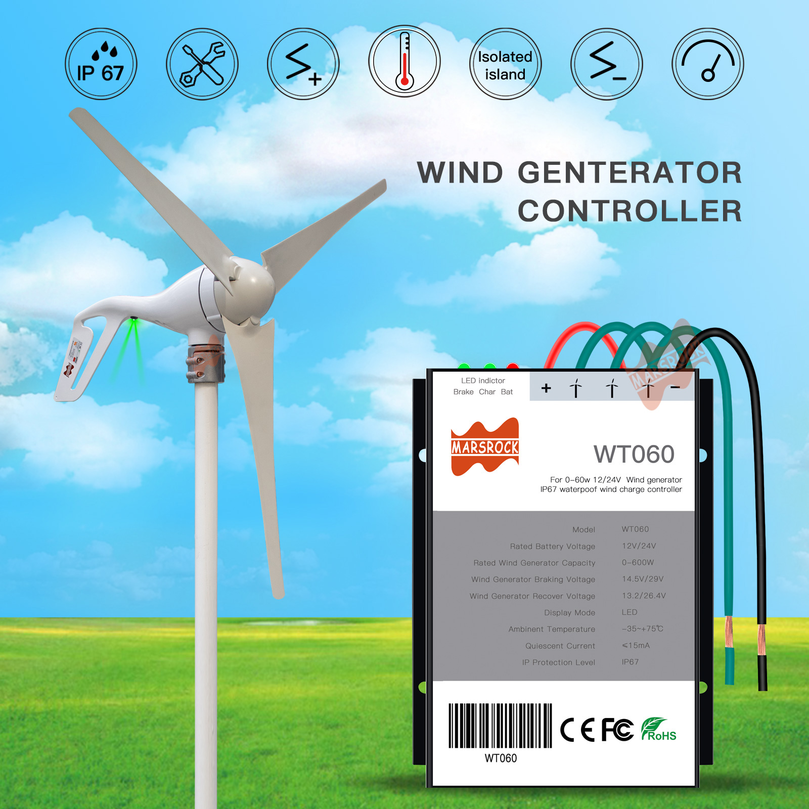 600W Wind PWM Controller 12 24 - Renewable Energy Engineering avaliação e preço