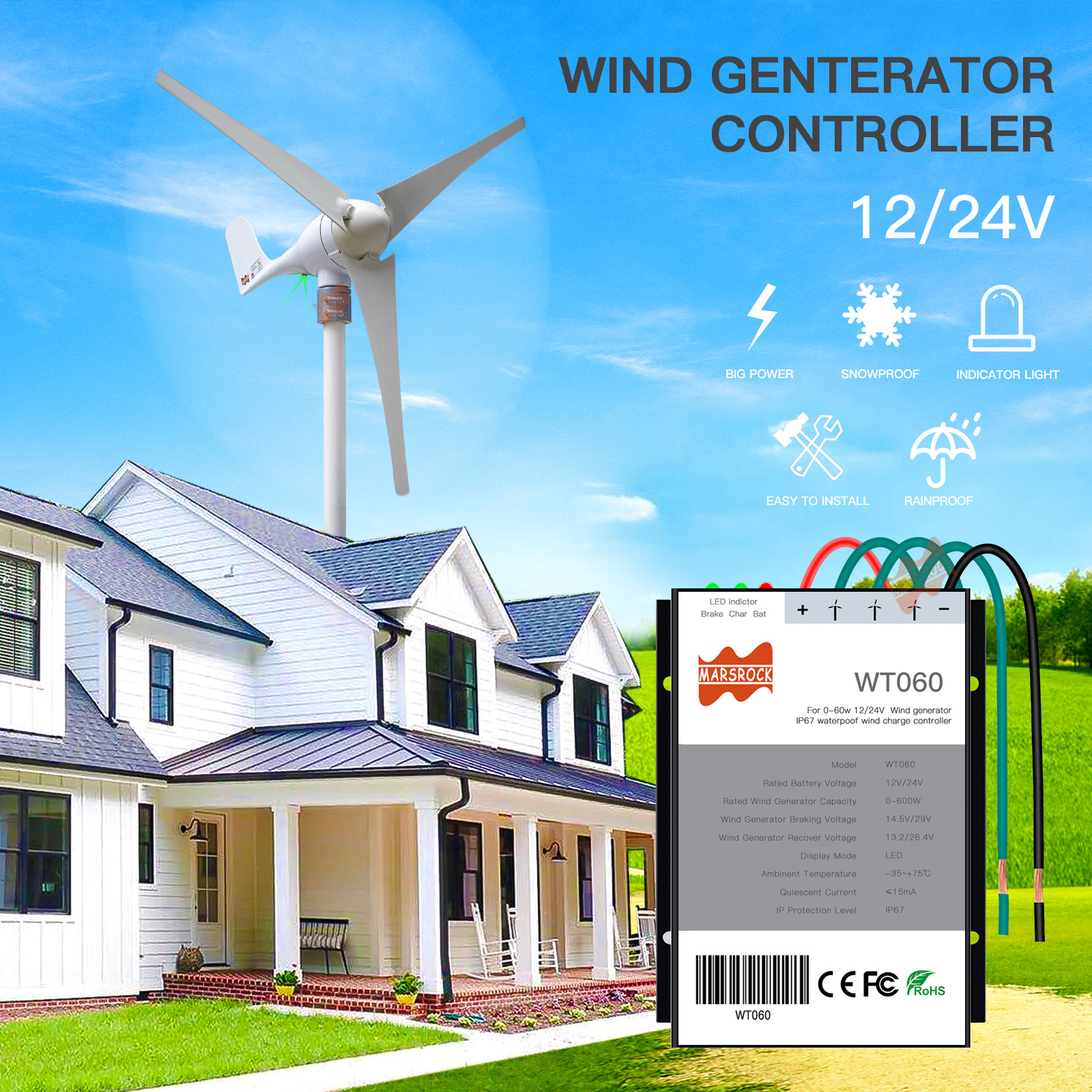600W Wind PWM Controller 12 24 - Renewable Energy Engineering avaliação e preço
