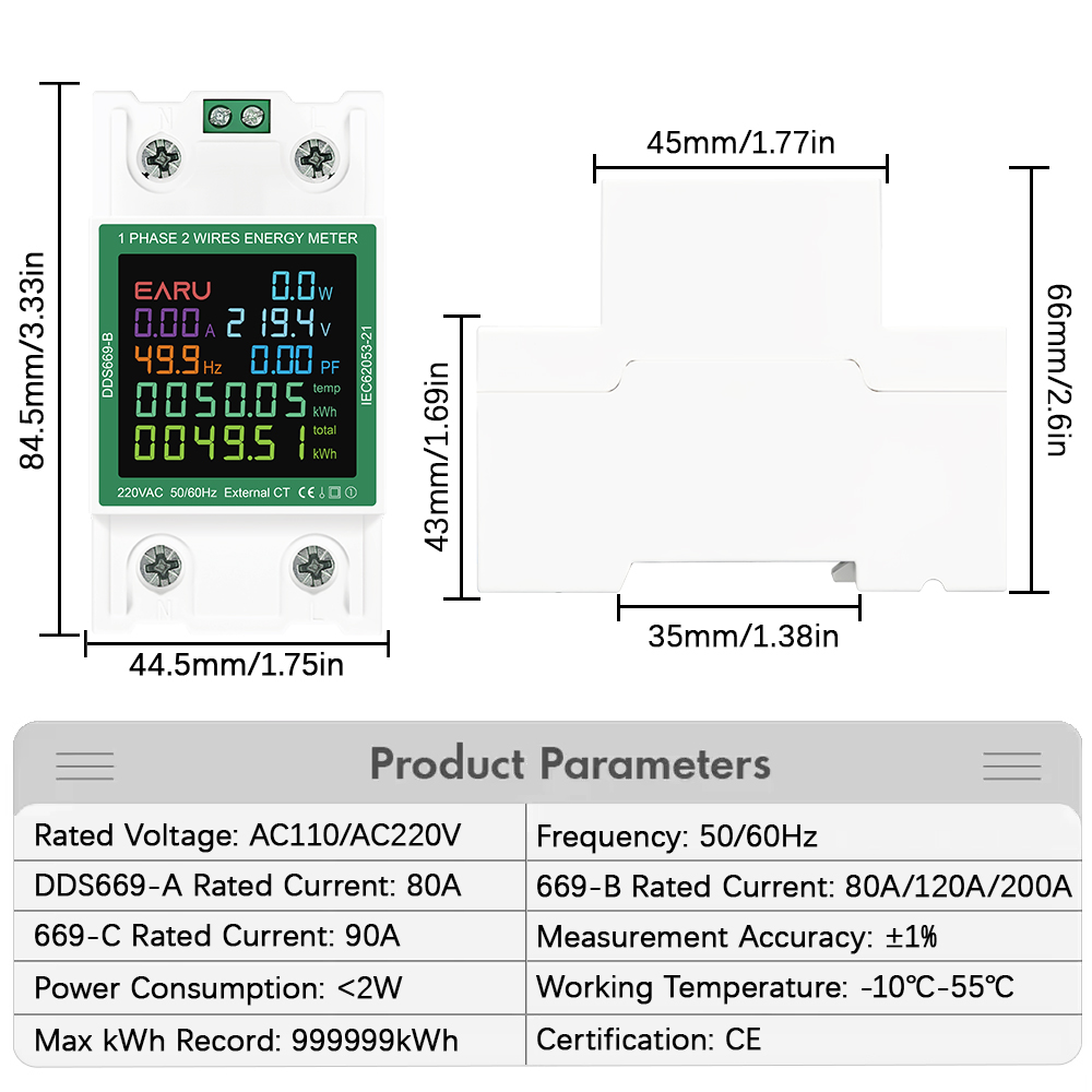 Din Rail AC Monitor 110V 220V  - Renewable Energy Demonstration Kit avaliação e preço