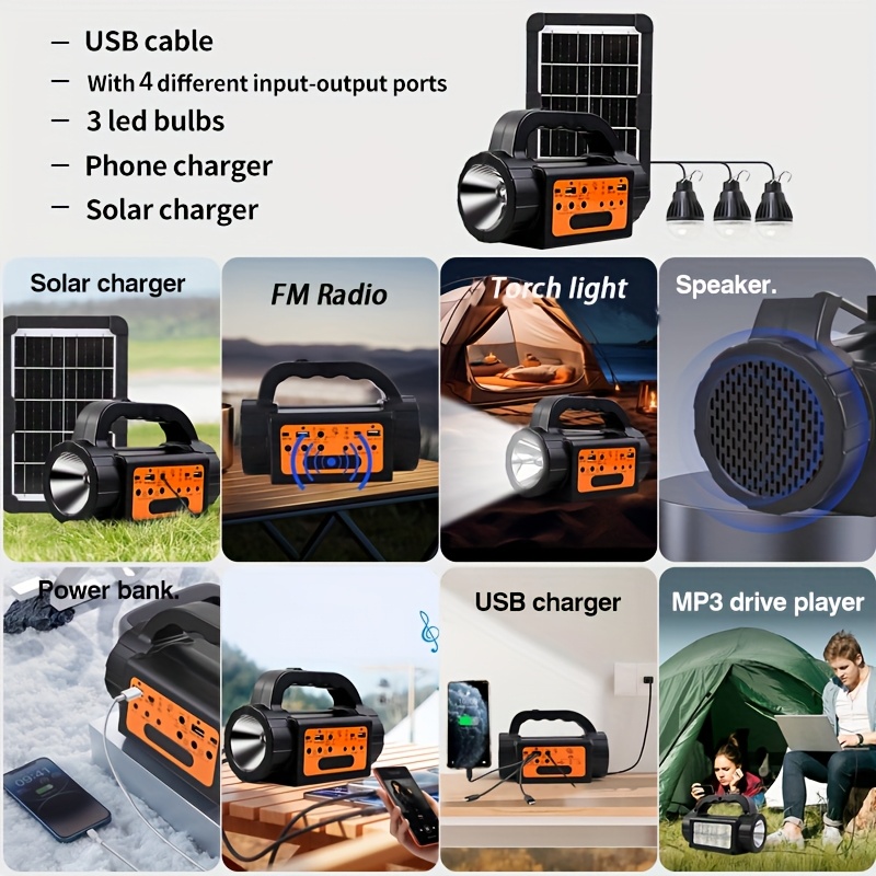 Solar Rechargeable Camping Lig - Portable Power Station avaliação e preço
