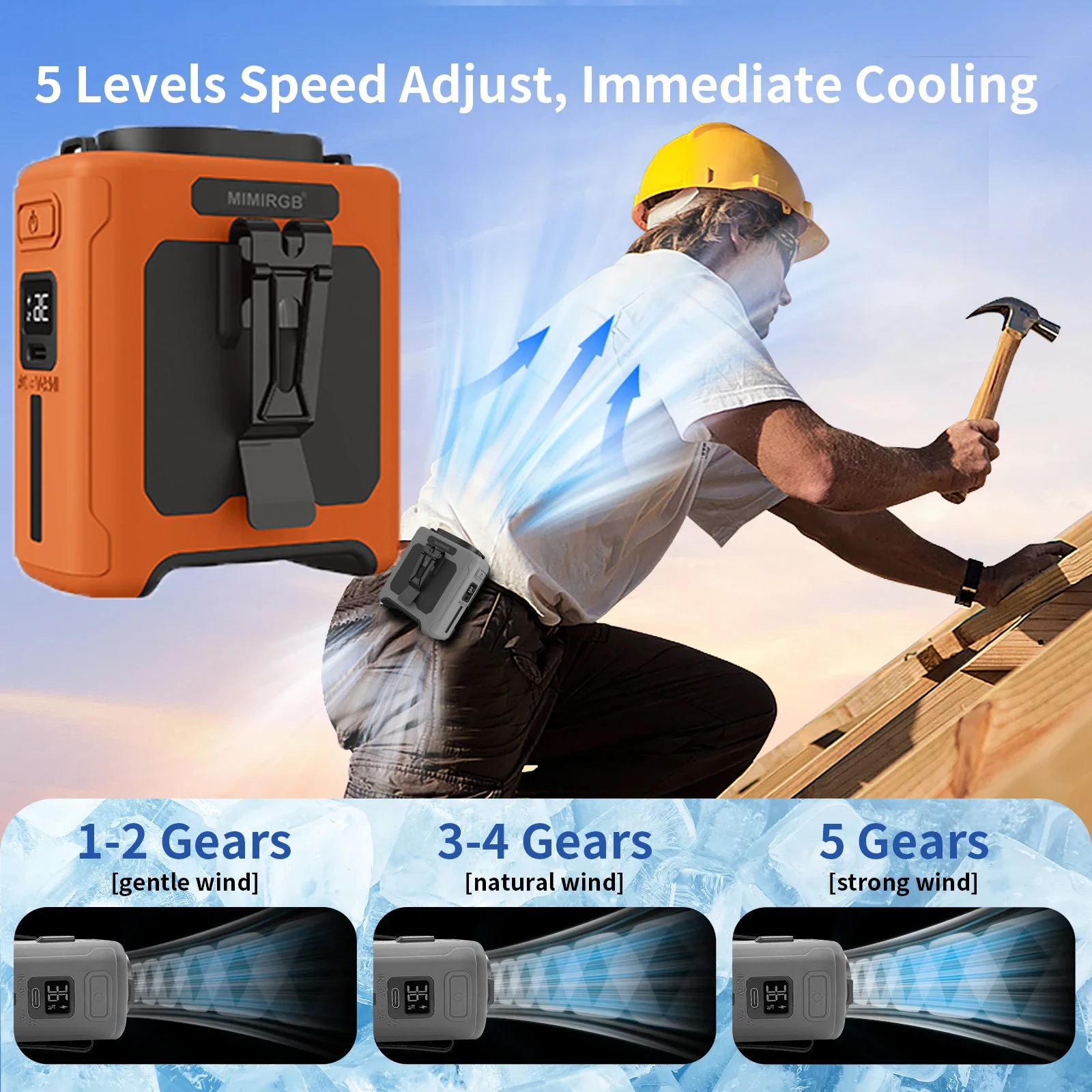 10000mAh Portable Waist Fan LE - Renewable Energy Sources avaliação e preço